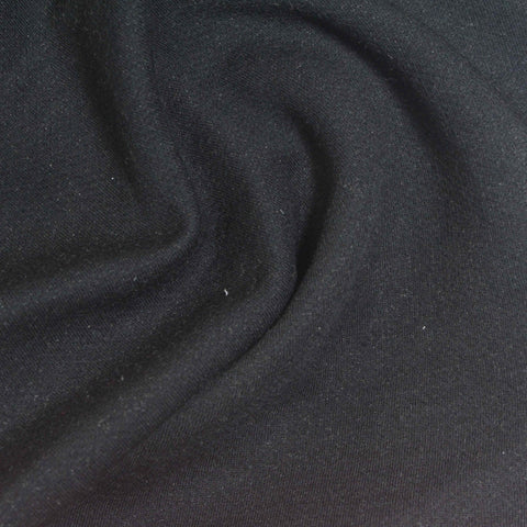 Linen Cotton Scuba Knit Fabric, 332 gsm, 150 cm — Black