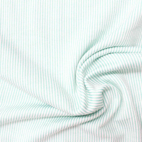 Light Green Vertical-Stripe Rib Knit, Poly-Viscose