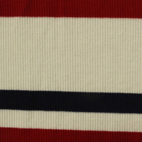 Cream Horizontal-Stripe Rib Knit, 215 gsm