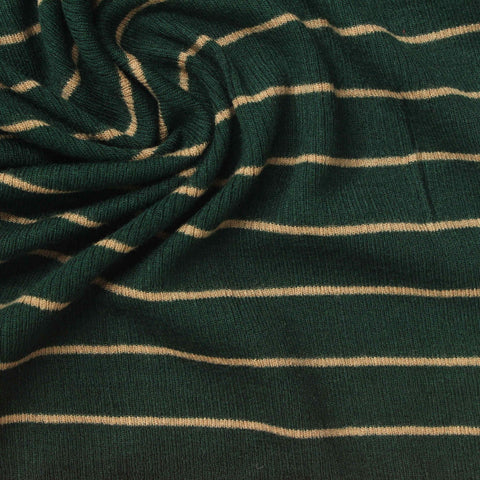 Yarn-Dyed Viscose Stretch Rib Knit Fabric, 215 gsm, 125 cm — Green