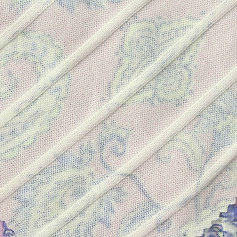 Light Blue Floral Rib Knit, Polyester, 190 gsm