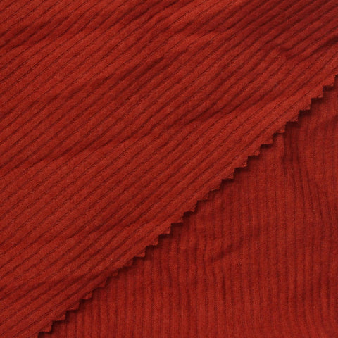 Brushed Polyester Viscose Stretch Rib Knit Fabric, 210 gsm, 128 cm — Red