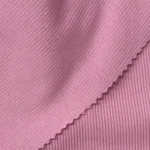 Dusty Pink Ribbed Rib Knit, Poly-Cotton