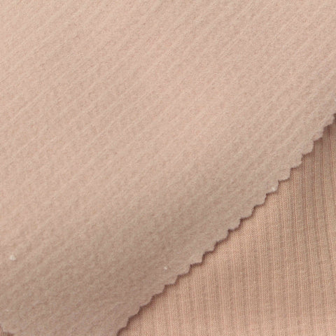 Cotton Polyester Stretch Rib Knit Fabric, 270 gsm, 170 cm — Beige
