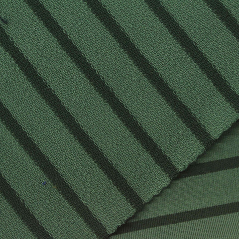 Green Stripes French Terry, Cotton