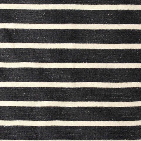 Navy Horizontal-Stripe French Terry, Poly-Cotton, 400 gsm