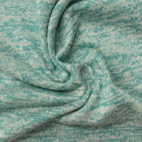 Teal Marl Chunky Knit, Viscose-Poly, 200 gsm