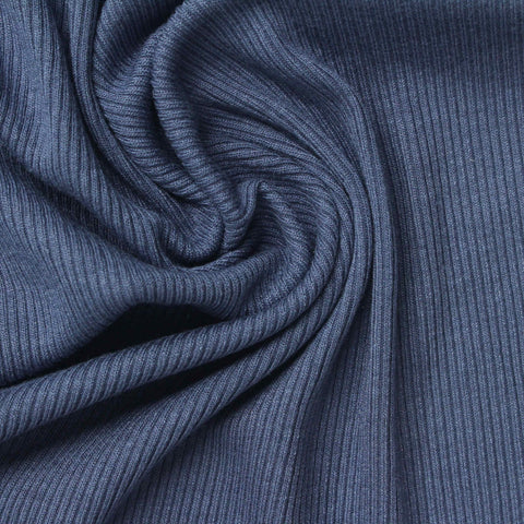Viscose Stretch Rib Knit Fabric, 230 gsm, 120 cm — Blue