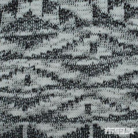 Black Abstract Chunky Knit, Cotton-Poly, 242 gsm