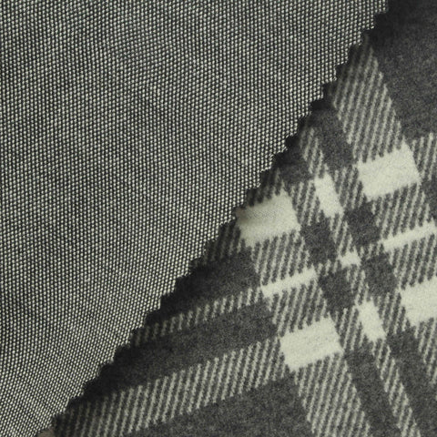 Dark Grey Plaid Jacquard, Poly-Viscose, 370 gsm