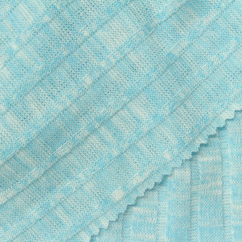 Light Blue Marl Rib Knit, Poly-Viscose, 210 gsm