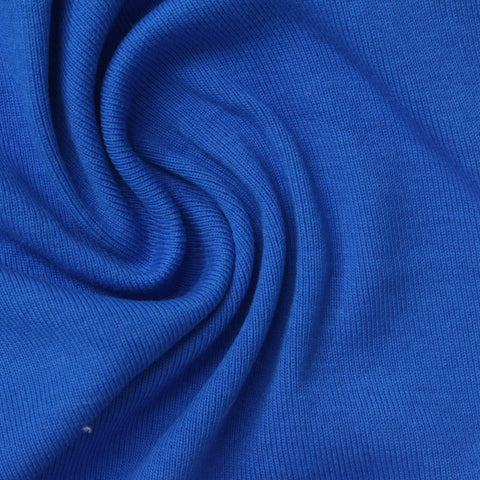 100% Cotton Rib Knit Fabric, 320 gsm, 180 cm — Blue
