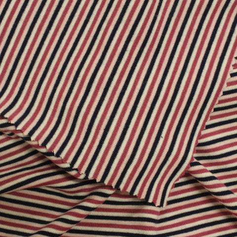 Navy Horizontal-Stripe Knit, Polyester, 175 gsm