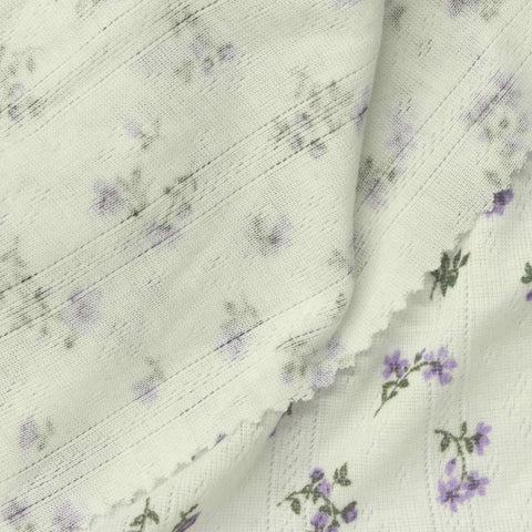 Purple Flowers Pointelle Knit, Polyester