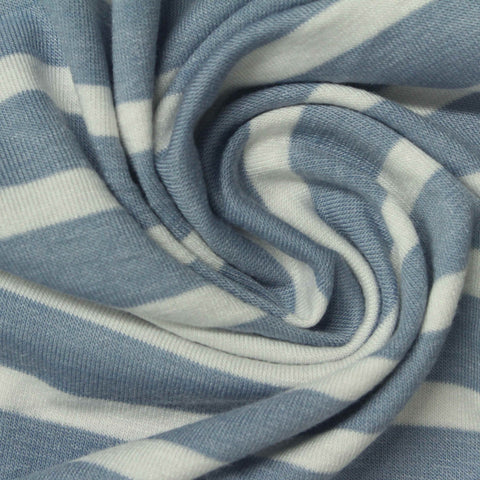 Blue Stripe Jersey Knit, Poly-Viscose