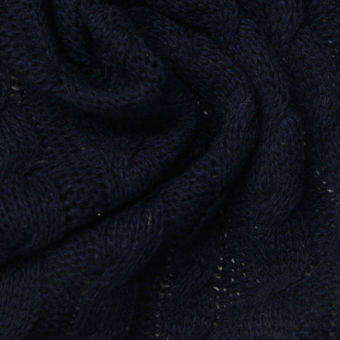 Jacquard 100% Polyester Pointelle Knit Fabric, 310 gsm, 140 cm — Navy