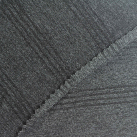 Grey Horizontal-Stripe Jersey Knit, Polyester, 200 gsm