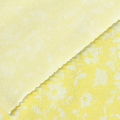 Light Yellow Floral Jersey Knit, Cotton-Modal
