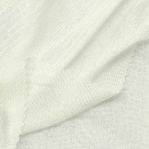 100% Viscose Rib Knit Fabric, 62 gsm, 133 cm — White