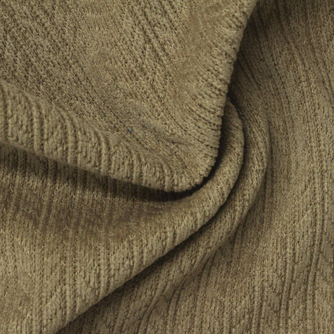 Jacquard Polyester Stretch Chenille Fabric, 370 gsm — Khaki