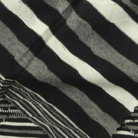 Black Horizontal-Stripe Jersey Knit, Poly-Viscose, 155 gsm, 170 cm