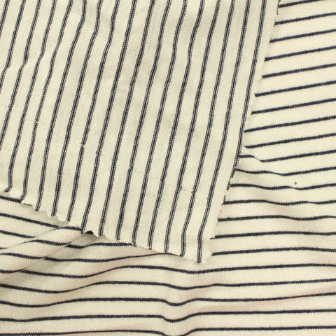 White Horizontal-Stripe Jersey Knit, Viscose, 152 gsm