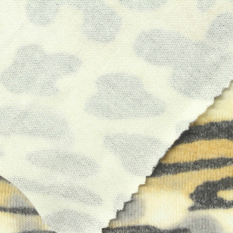 Charcoal Leopard Jersey Knit, Viscose-Poly