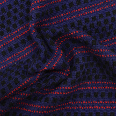 Blue Squares Chunky Knit, Poly-Viscose