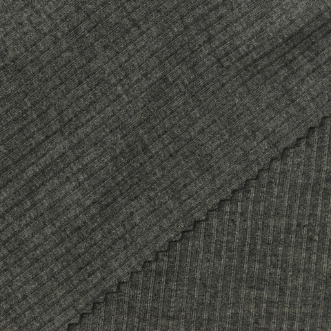 Charcoal Heather Rib Knit, Poly-Viscose