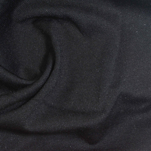 Viscose Nylon Stretch Ponte Knit Fabric, 270 gsm, 150 cm — Black, ref EF-269018