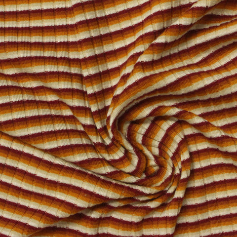 Maroon Horizontal-Stripe Rib Knit, Poly-Cotton