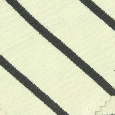 Dark Grey Horizontal-Stripe Rib Knit, Cotton, 300 gsm