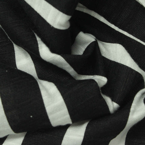 Black Vertical-Stripe Jersey Knit, Poly-Viscose, 145 gsm