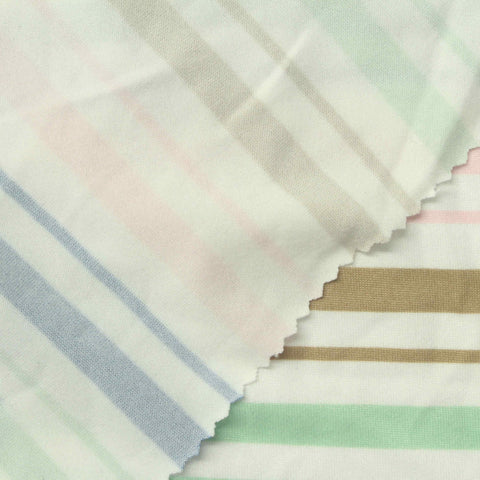 White Horizontal-Stripe Milk Silk Knit, Polyester