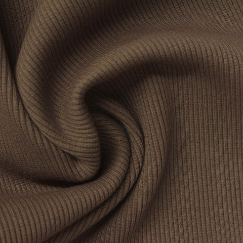 Cotton Stretch Rib Knit Fabric, 440 gsm, 120 cm — Brown
