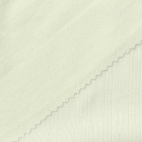 White Textured-Stripe Rib Knit, Cotton-Poly