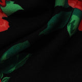 Red Flowers Scuba Knit, Polyester — photo 1