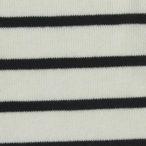 Black Horizontal-Stripe Jersey Knit, Cotton-Poly, 225 gsm