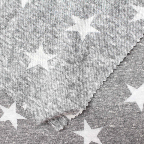White Stars Jersey Knit, Poly-Cotton