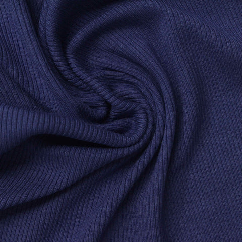 Viscose Stretch Rib Knit Fabric, 285 gsm, 130 cm — Navy, ref EF-261677