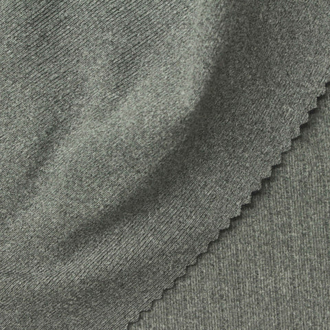 Heathered Grey Marl Rib Knit, Polyester, 190 gsm