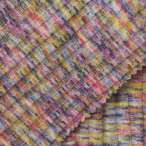 Pink Marl Rib Knit, Polyester, 260 gsm