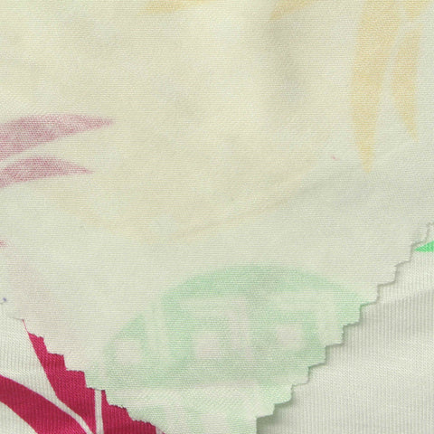 Bold Floral Viscose Stretch Jersey Knit Fabric, 180 gsm — White