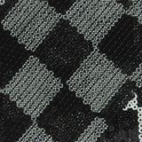Bold Plaid Sequin Polyester Stretch Knit Fabric, 130 cm — Black — photo 1