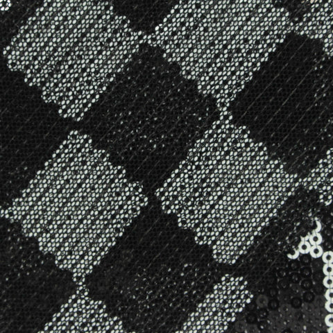 Bold Plaid Sequin Polyester Stretch Knit Fabric, 130 cm — Black