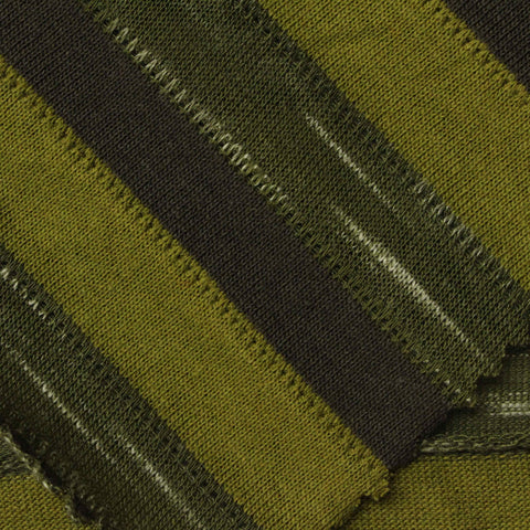 Green Horizontal-Stripe Knit, Cotton, 180 gsm