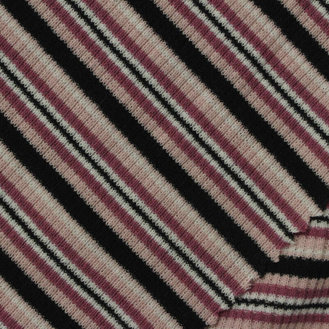 Black Horizontal-Stripe Rib Knit, Cotton, 170 gsm, 150 cm
