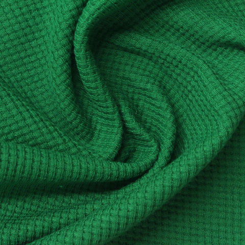 Cotton Polyester Waffle Knit Fabric, 265 gsm, 180 cm — Green