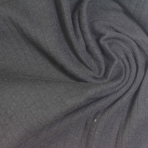 Dark Grey Ribbed Rib Knit, Cotton