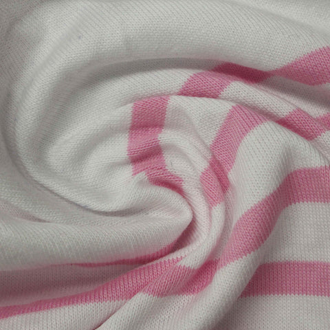 Pink Horizontal-Stripe Jersey Knit, Cotton, 210 gsm
